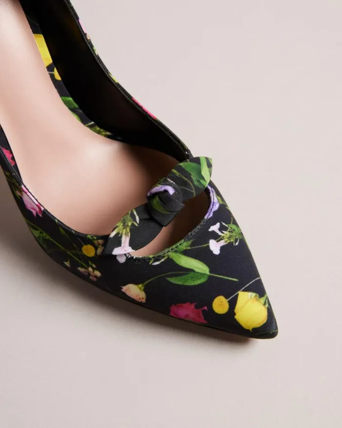 Floral Print Bow Court Heels Black Women Ted Baker Heels Floral Print Bow Court Heels Black Women Ted Baker Heels