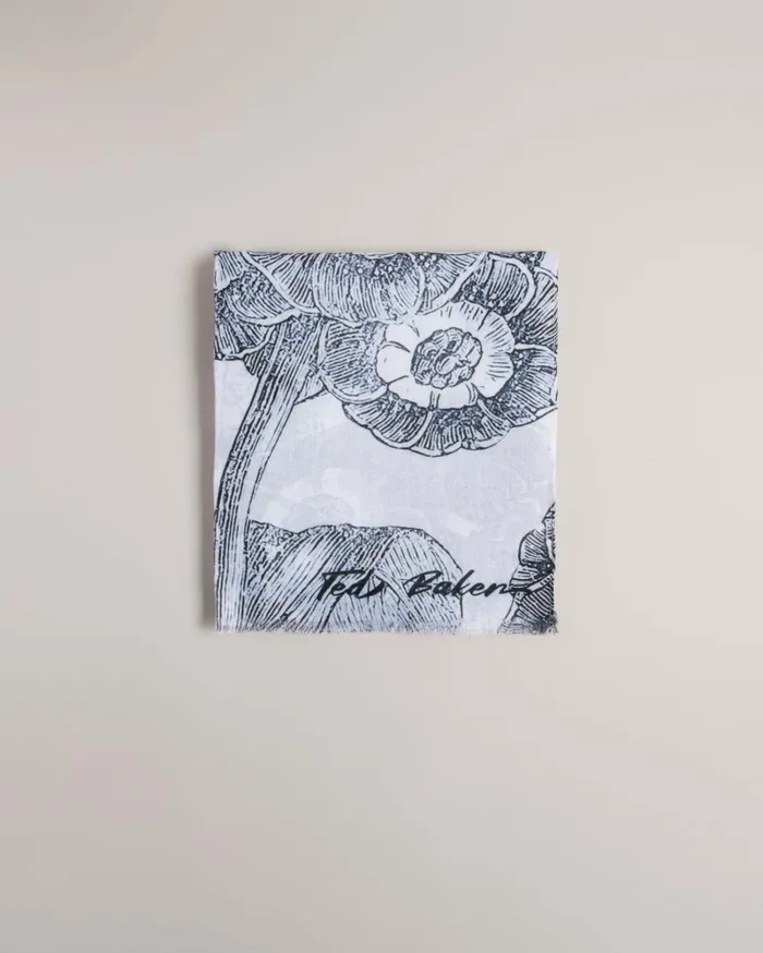 Floral Print Herringbone Scarf White Women Ted Baker Scarves Floral Print Herringbone Scarf White Women Ted Baker Scarves