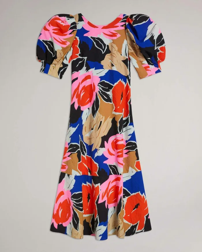 Floral Print Midi Dress Black Women Ted Baker Dresses