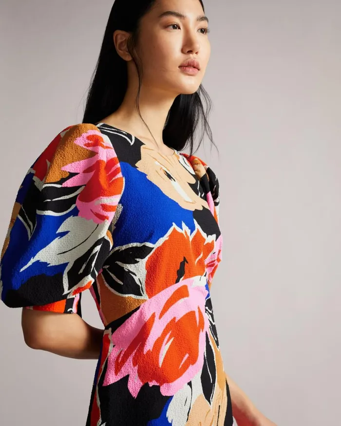Floral Print Midi Dress Black Women Ted Baker Dresses Floral Print Midi Dress Black Women Ted Baker Dresses