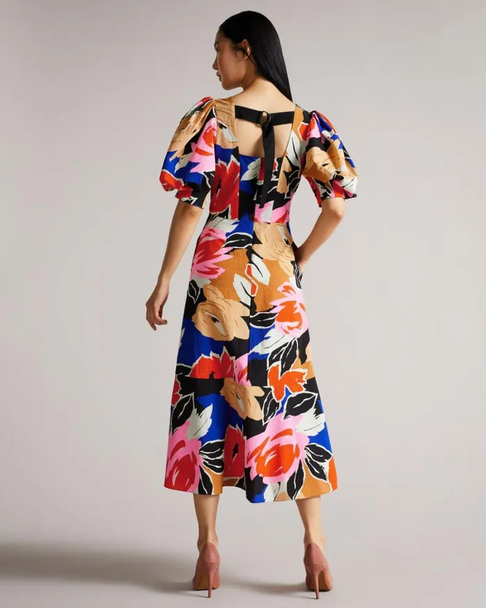 Floral Print Midi Dress Black Women Ted Baker Dresses Floral Print Midi Dress Black Women Ted Baker Dresses
