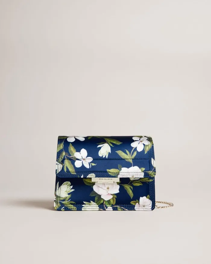 Floral Print Satin Crossbody Bag Dark Blue Women Ted Baker Bags Floral Print Satin Crossbody Bag Dark Blue Women Ted Baker Bags