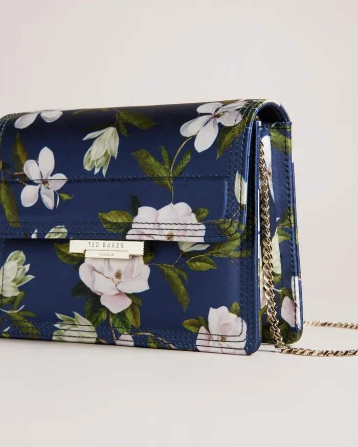 Floral Print Satin Crossbody Bag Dark Blue Women Ted Baker Bags Floral Print Satin Crossbody Bag Dark Blue Women Ted Baker Bags