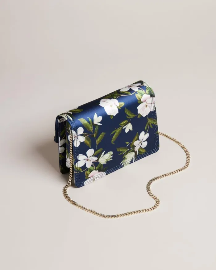 Floral Print Satin Crossbody Bag Dark Blue Women Ted Baker Bags Floral Print Satin Crossbody Bag Dark Blue Women Ted Baker Bags