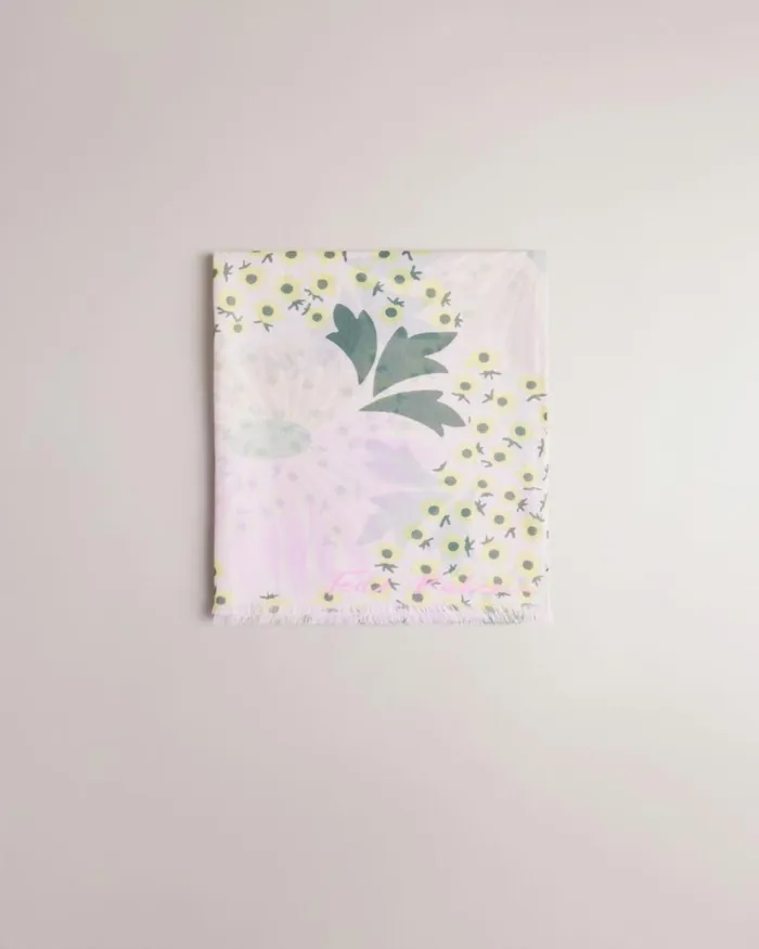 Floral Print Satin Scarf Pale Pink Women Ted Baker Scarves Floral Print Satin Scarf Pale Pink Women Ted Baker Scarves