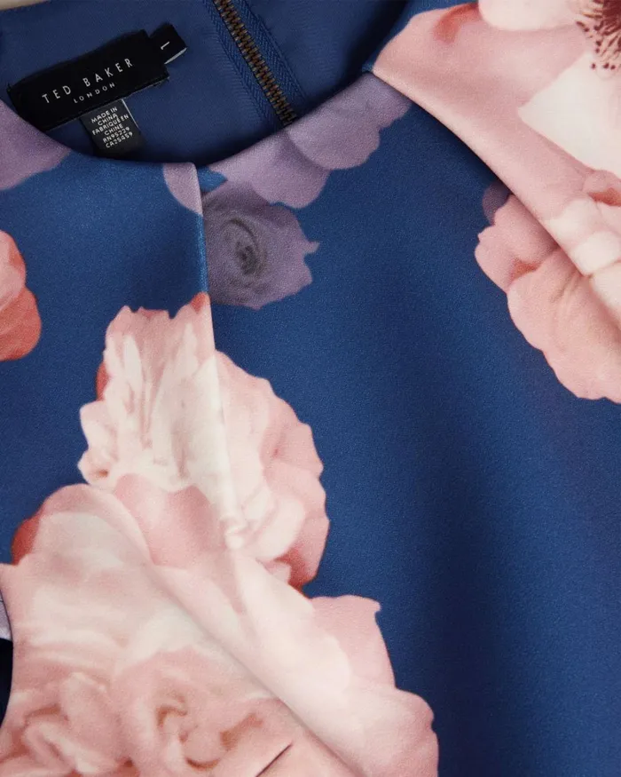 Floral Print Skater Dress Dark Blue Women Ted Baker Dresses Floral Print Skater Dress Dark Blue Women Ted Baker Dresses