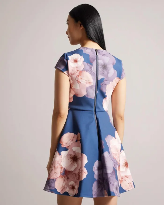 Floral Print Skater Dress Dark Blue Women Ted Baker Dresses Floral Print Skater Dress Dark Blue Women Ted Baker Dresses