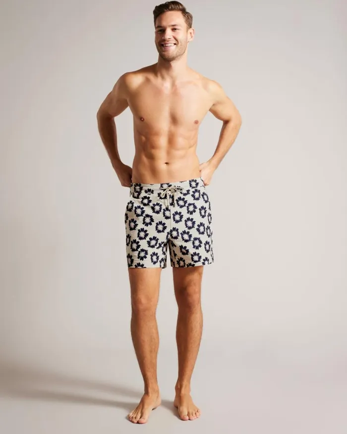 Floral Print Swim Shorts Stone Men Ted Baker Clothing