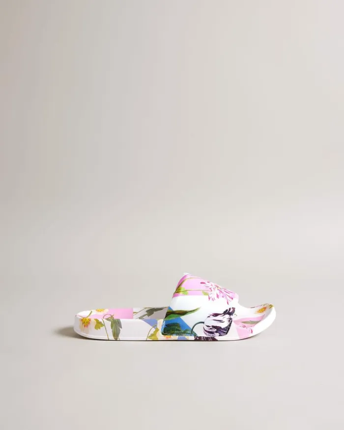 Floral Satin Sliders White Women Ted Baker Sandals and Sliders Floral Satin Sliders White Women Ted Baker Sandals and Sliders