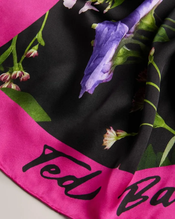 Floral Silk Scarf Black Women Ted Baker Scarves
