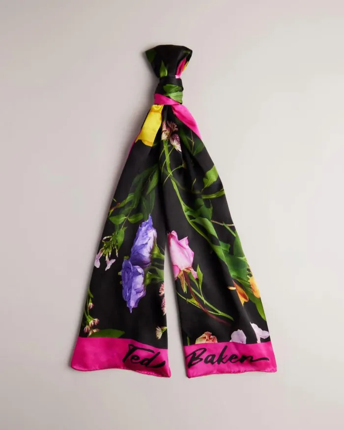 Floral Silk Scarf Black Women Ted Baker Scarves Floral Silk Scarf Black Women Ted Baker Scarves