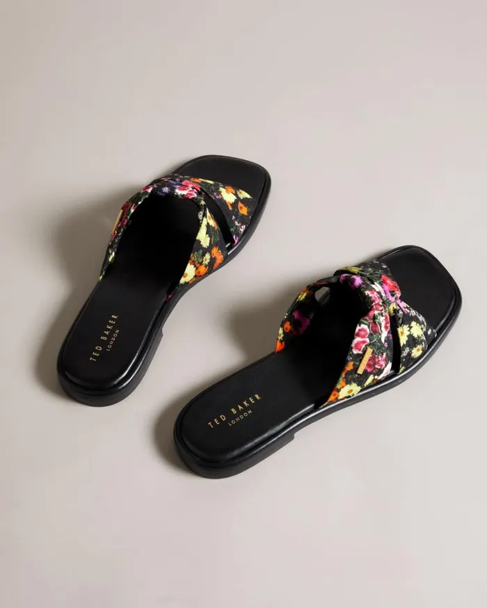 Floral Soft Knot Sandals Black Women Ted Baker Sandals and Sliders