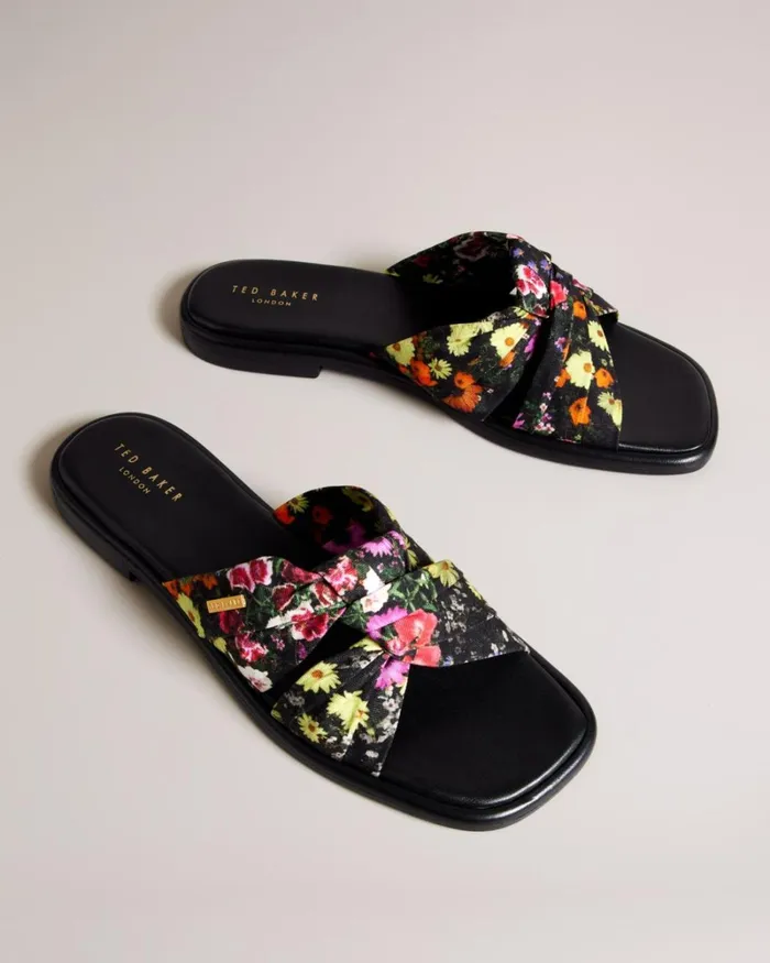 Floral Soft Knot Sandals Black Women Ted Baker Sandals and Sliders