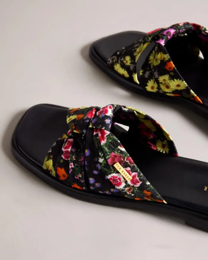 Floral Soft Knot Sandals Black Women Ted Baker Sandals and Sliders