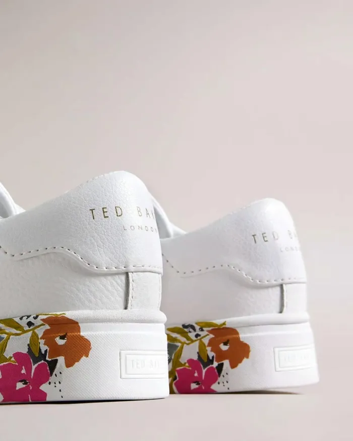 Floral Sole Leather Trainers White Women Ted Baker Sneakers