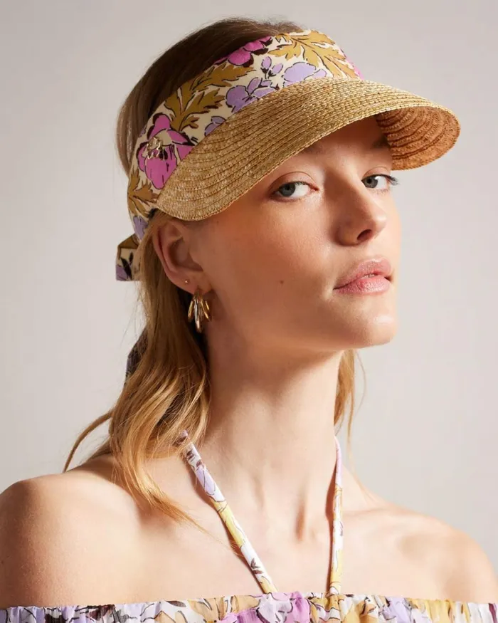 Floral Straw Visor Pink Women Ted Baker Hats Floral Straw Visor Pink Women Ted Baker Hats