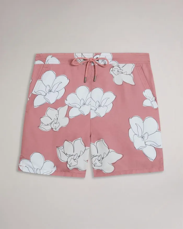 Floral Swim Shorts Medium Pink Men Ted Baker Clothing