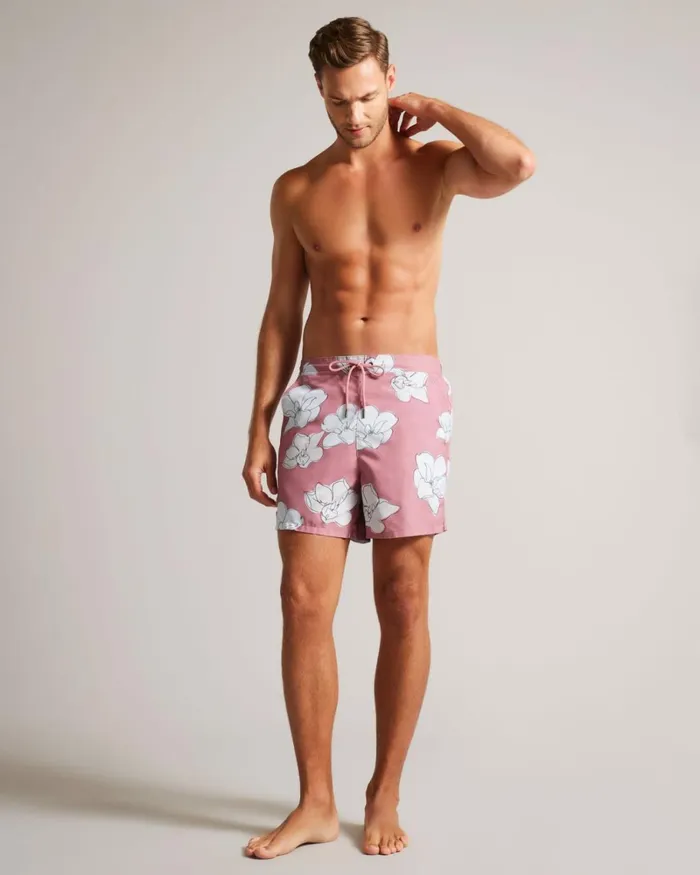 Floral Swim Shorts Medium Pink Men Ted Baker Clothing