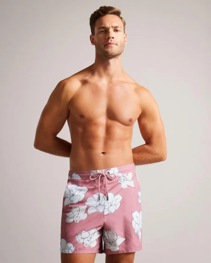 Floral Swim Shorts Medium Pink Men Ted Baker Clothing