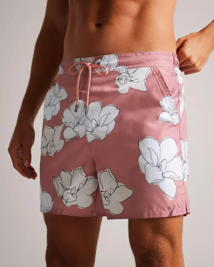Floral Swim Shorts Medium Pink Men Ted Baker Clothing