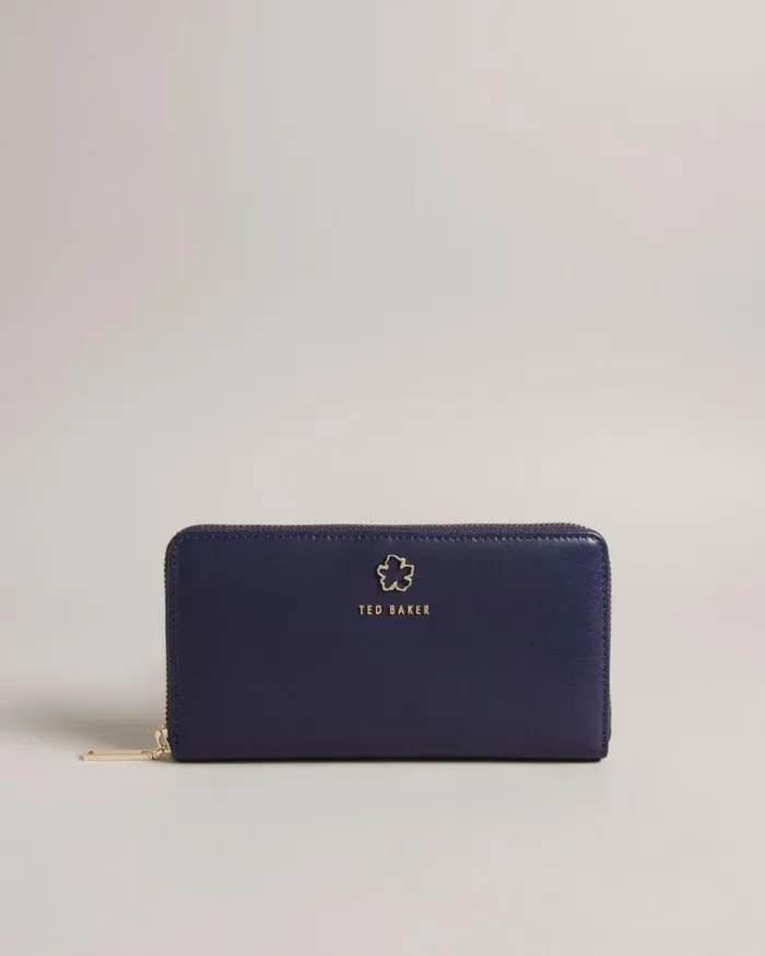 Flower Eyelet Large Zip Purse Dark Blue Women Ted Baker Wallets and Card Holders