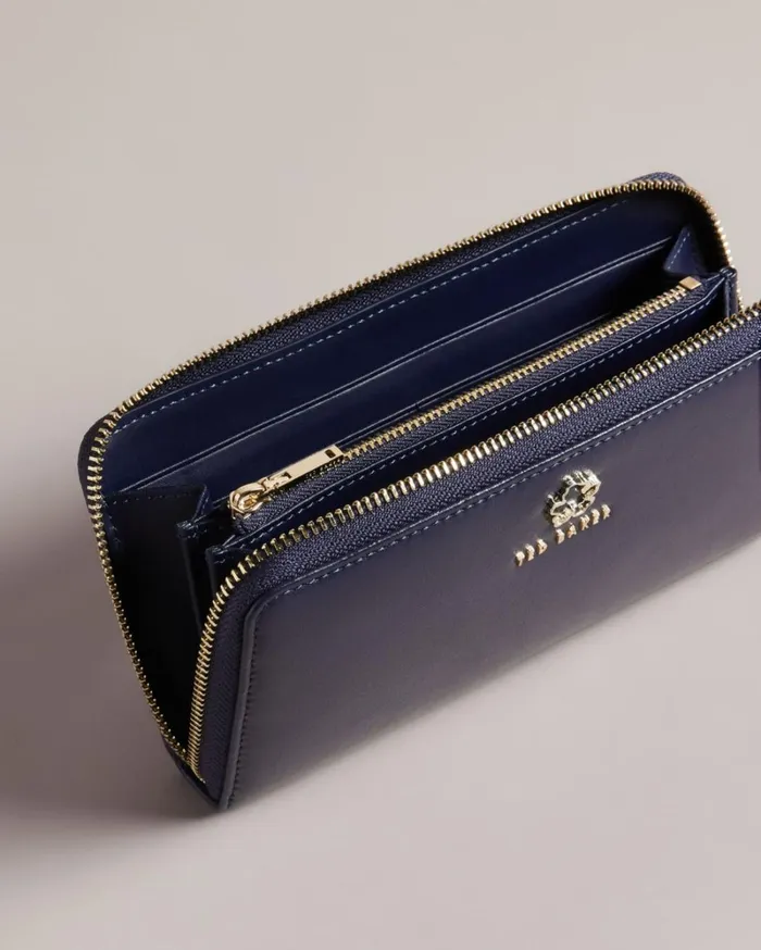 Flower Eyelet Large Zip Purse Dark Blue Women Ted Baker Wallets and Card Holders