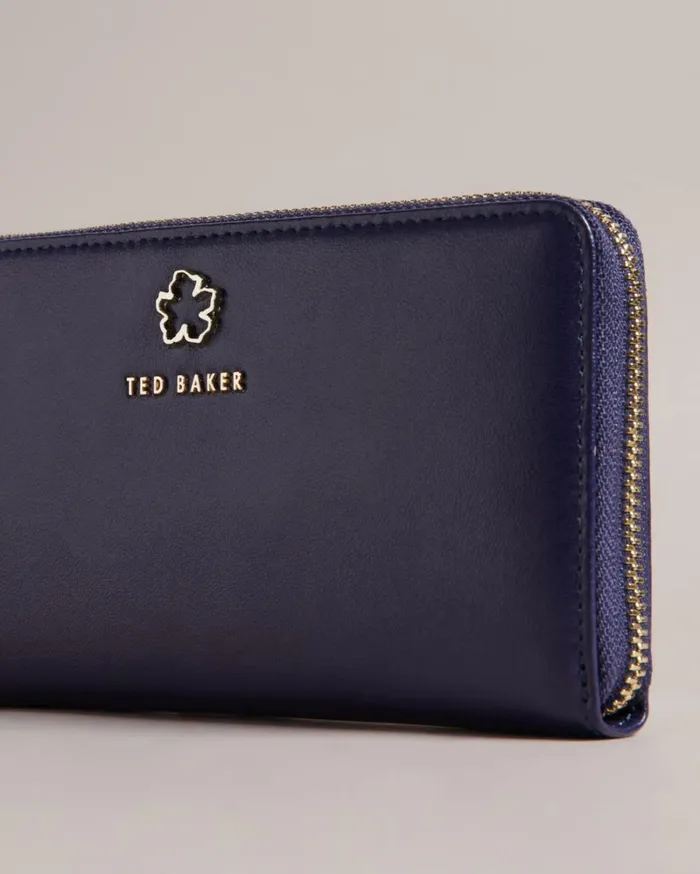 Flower Eyelet Large Zip Purse Dark Blue Women Ted Baker Wallets and Card Holders