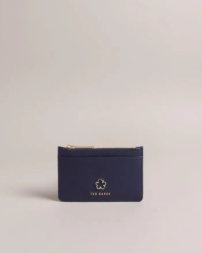 Flower Eyelet Zip Card Holder Dark Blue Women Ted Baker Wallets and Card Holders