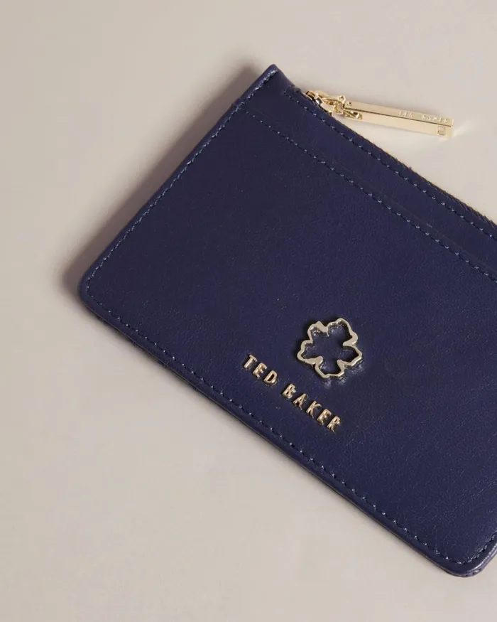 Flower Eyelet Zip Card Holder Dark Blue Women Ted Baker Wallets and Card Holders