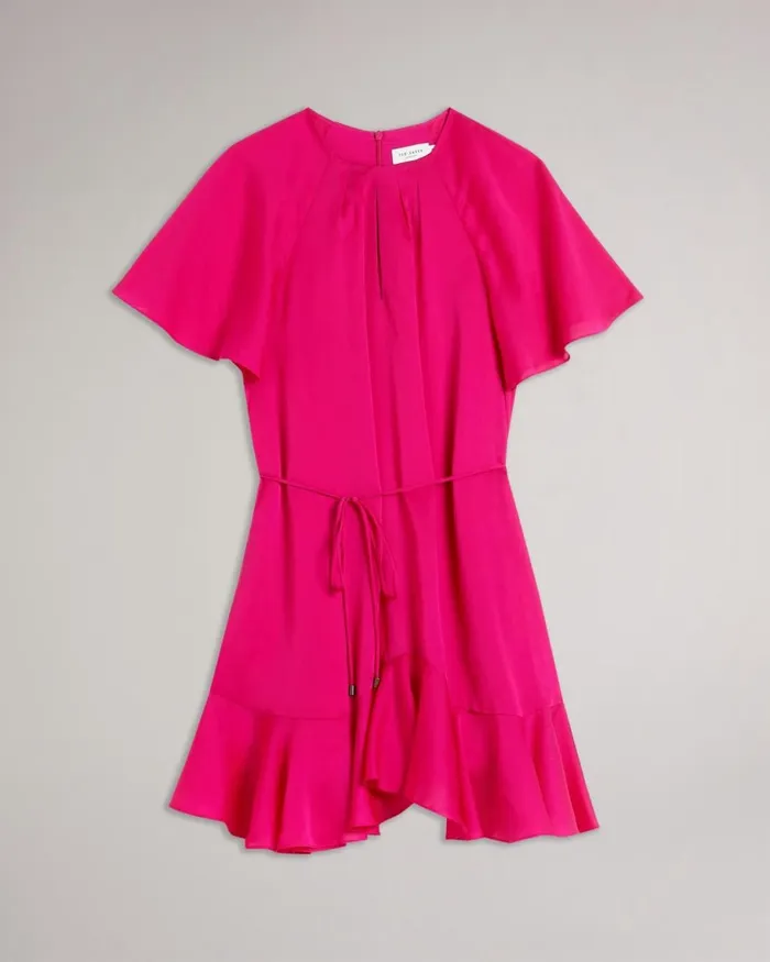 Fluted Hem Mini Skater Dress Bright Pink Women Ted Baker Clothing