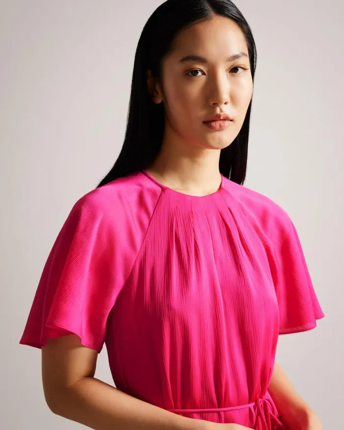 Fluted Hem Mini Skater Dress Bright Pink Women Ted Baker Clothing Fluted Hem Mini Skater Dress Bright Pink Women Ted Baker Clothing