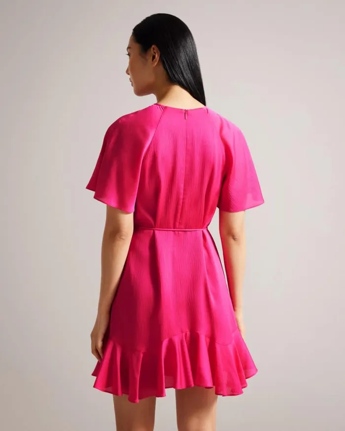 Fluted Hem Mini Skater Dress Bright Pink Women Ted Baker Clothing Fluted Hem Mini Skater Dress Bright Pink Women Ted Baker Clothing