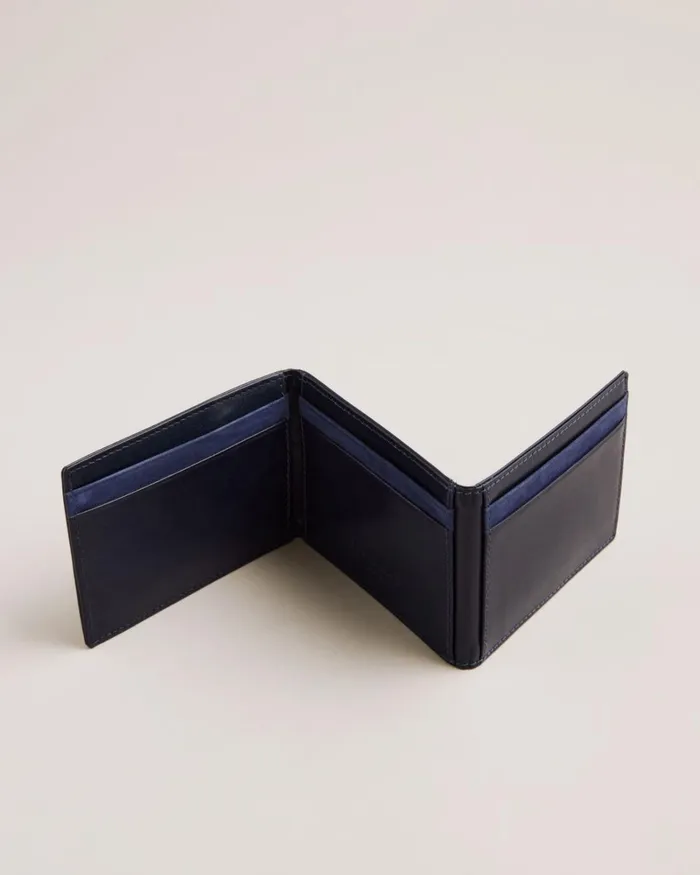 Folded Leather Cardholder Navy Men Ted Baker Wallets and Card Holders