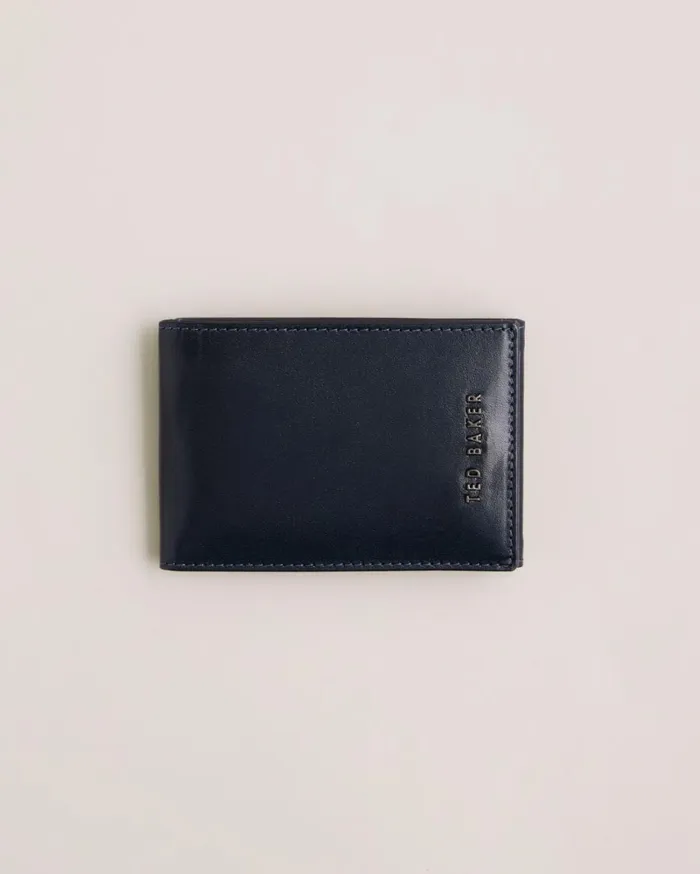 Folded Leather Cardholder Navy Men Ted Baker Wallets and Card Holders