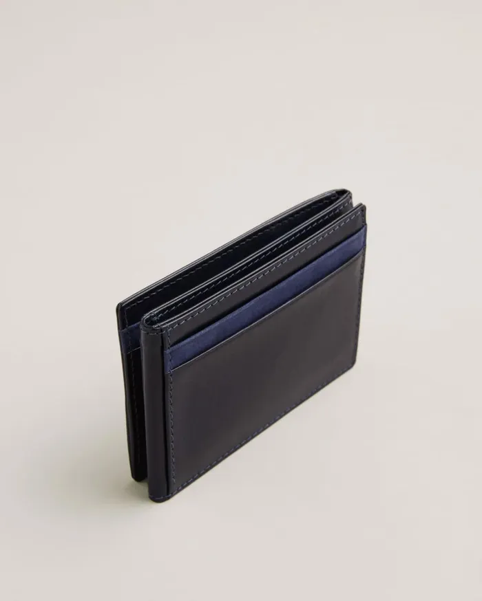 Folded Leather Cardholder Navy Men Ted Baker Wallets and Card Holders