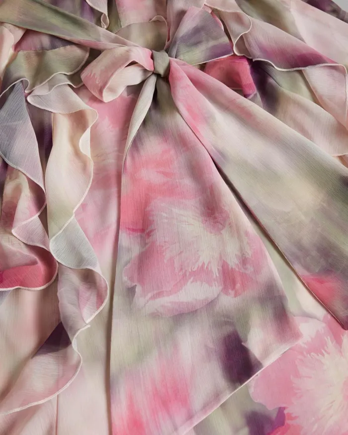 Frilled Floral Maxi Dress Coral Women Ted Baker Clothing