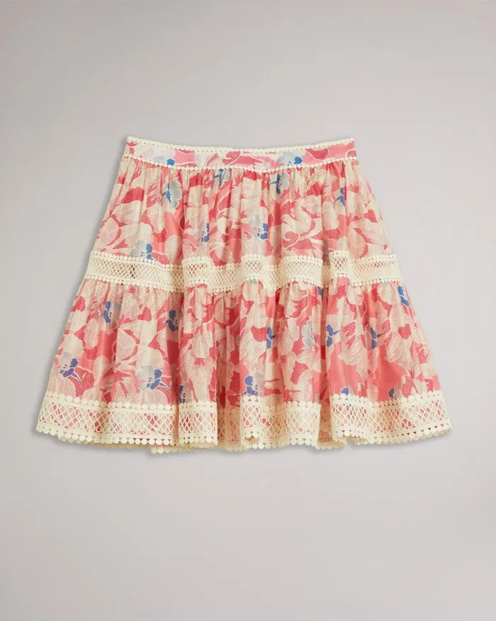 Full Mini Skirt With Lace Tape Medium Pink Women Ted Baker Skirts