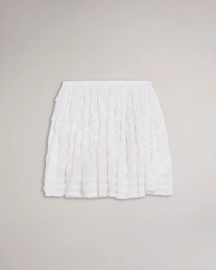 Full Mini Skirt With Micro Ruffle Detail White Women Ted Baker Skirts