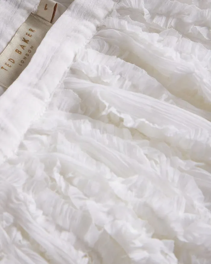Full Mini Skirt With Micro Ruffle Detail White Women Ted Baker Skirts Full Mini Skirt With Micro Ruffle Detail White Women Ted Baker Skirts