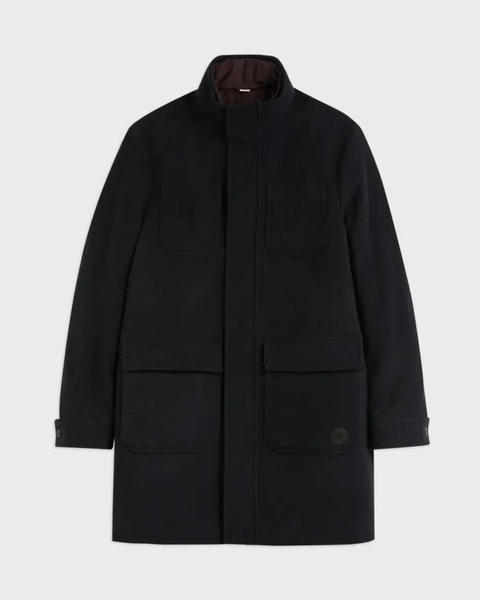 Funnel Neck Coat With Pockets Navy Men Ted Baker Coats and Jackets