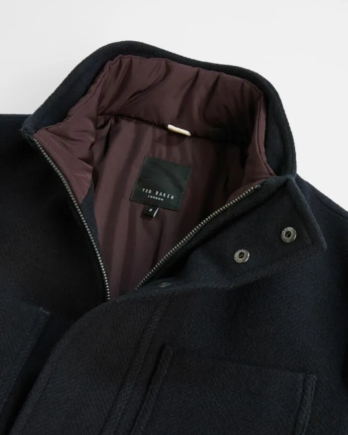 Funnel Neck Coat With Pockets Navy Men Ted Baker Coats and Jackets Funnel Neck Coat With Pockets Navy Men Ted Baker Coats and Jackets