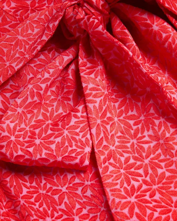 Geometric Floral Puff Sleeve Midaxi Dress Fuchsia Women Ted Baker Clothing Geometric Floral Puff Sleeve Midaxi Dress Fuchsia Women Ted Baker Clothing