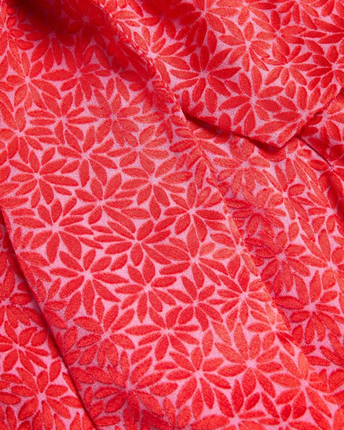 Geometric Floral Puff Sleeve Midaxi Dress Fuchsia Women Ted Baker Clothing Geometric Floral Puff Sleeve Midaxi Dress Fuchsia Women Ted Baker Clothing