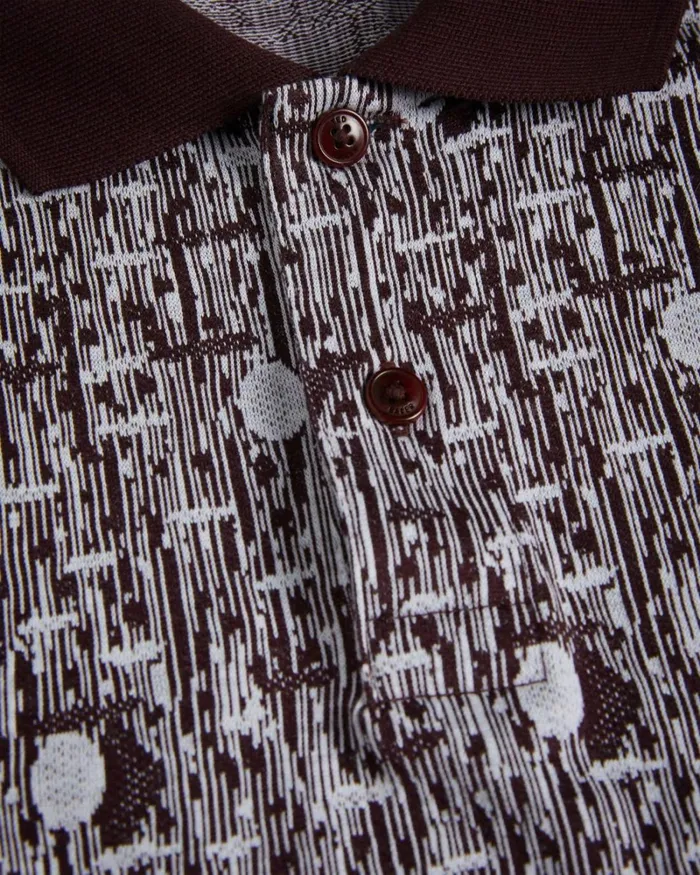 Geometric Knit Polo Shirt Maroon Men Ted Baker Clothing Geometric Knit Polo Shirt Maroon Men Ted Baker Clothing