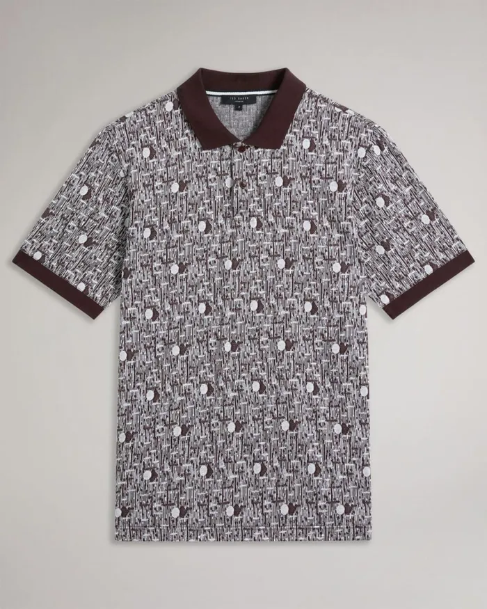 Geometric Knit Polo Shirt Maroon Men Ted Baker Clothing Geometric Knit Polo Shirt Maroon Men Ted Baker Clothing
