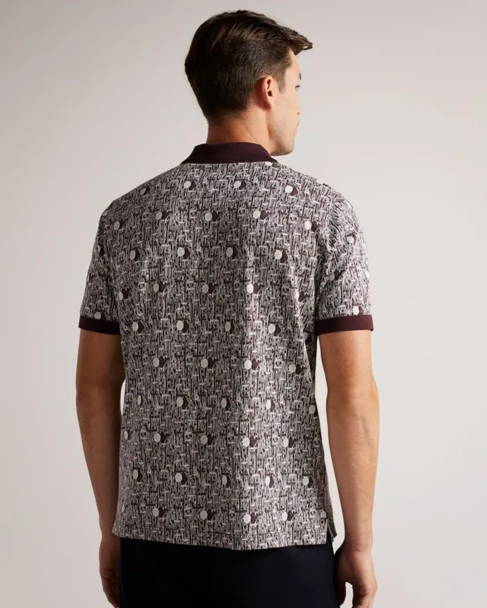 Geometric Knit Polo Shirt Maroon Men Ted Baker Clothing Geometric Knit Polo Shirt Maroon Men Ted Baker Clothing