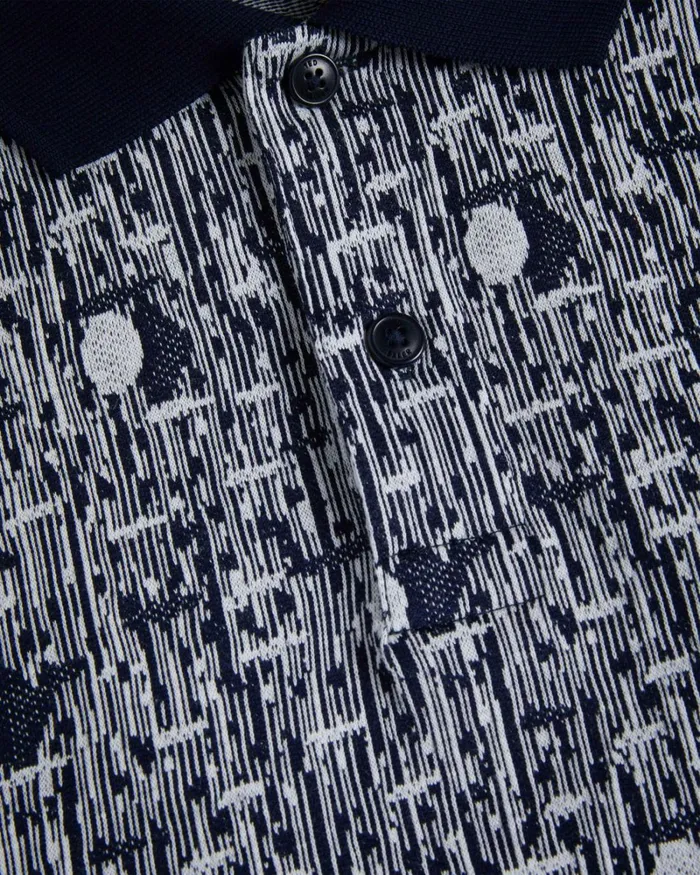 Geometric Knit Polo Shirt NavyBlue Men Ted Baker Clothing Geometric Knit Polo Shirt NavyBlue Men Ted Baker Clothing