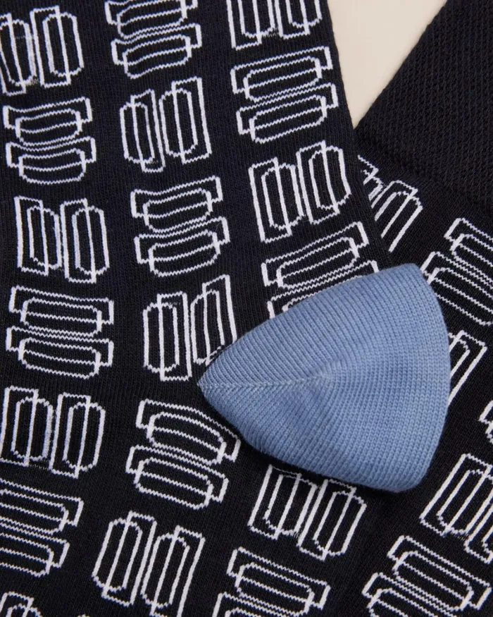 Geometric Pattern Socks Dark Navy Men Ted Baker Socks