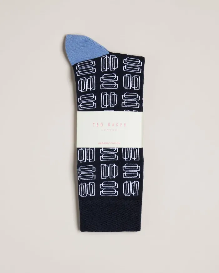 Geometric Pattern Socks Dark Navy Men Ted Baker Socks