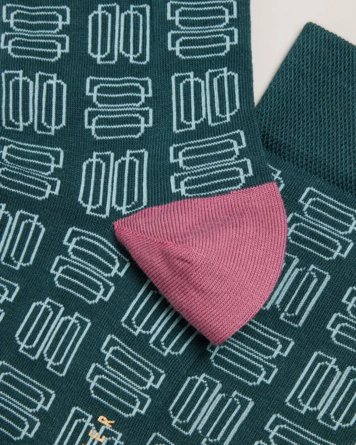 Geometric Pattern Socks Green Men Ted Baker Socks